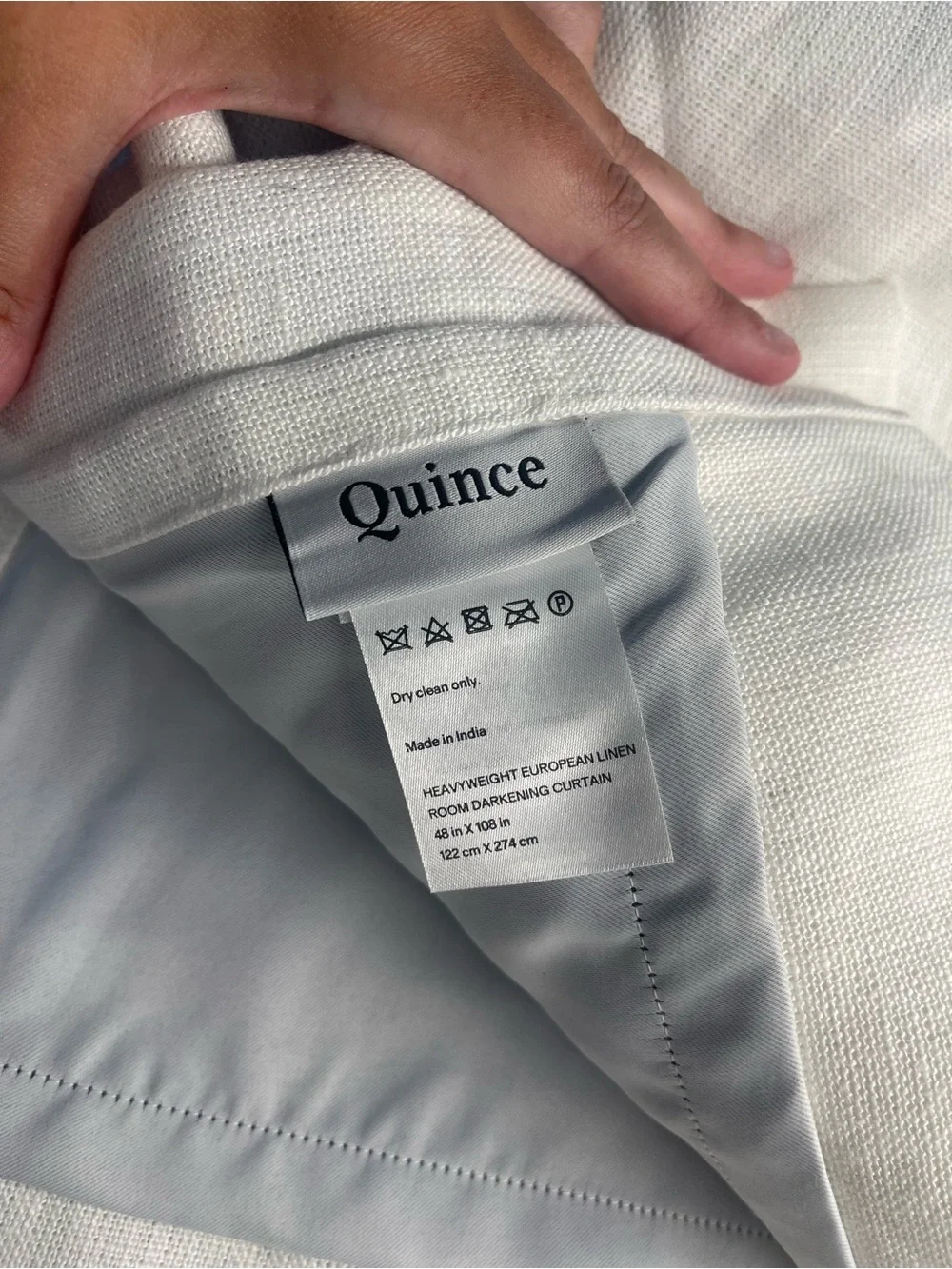 Quince Heavyweight European Linen Room Darkening Curtain White 48x108